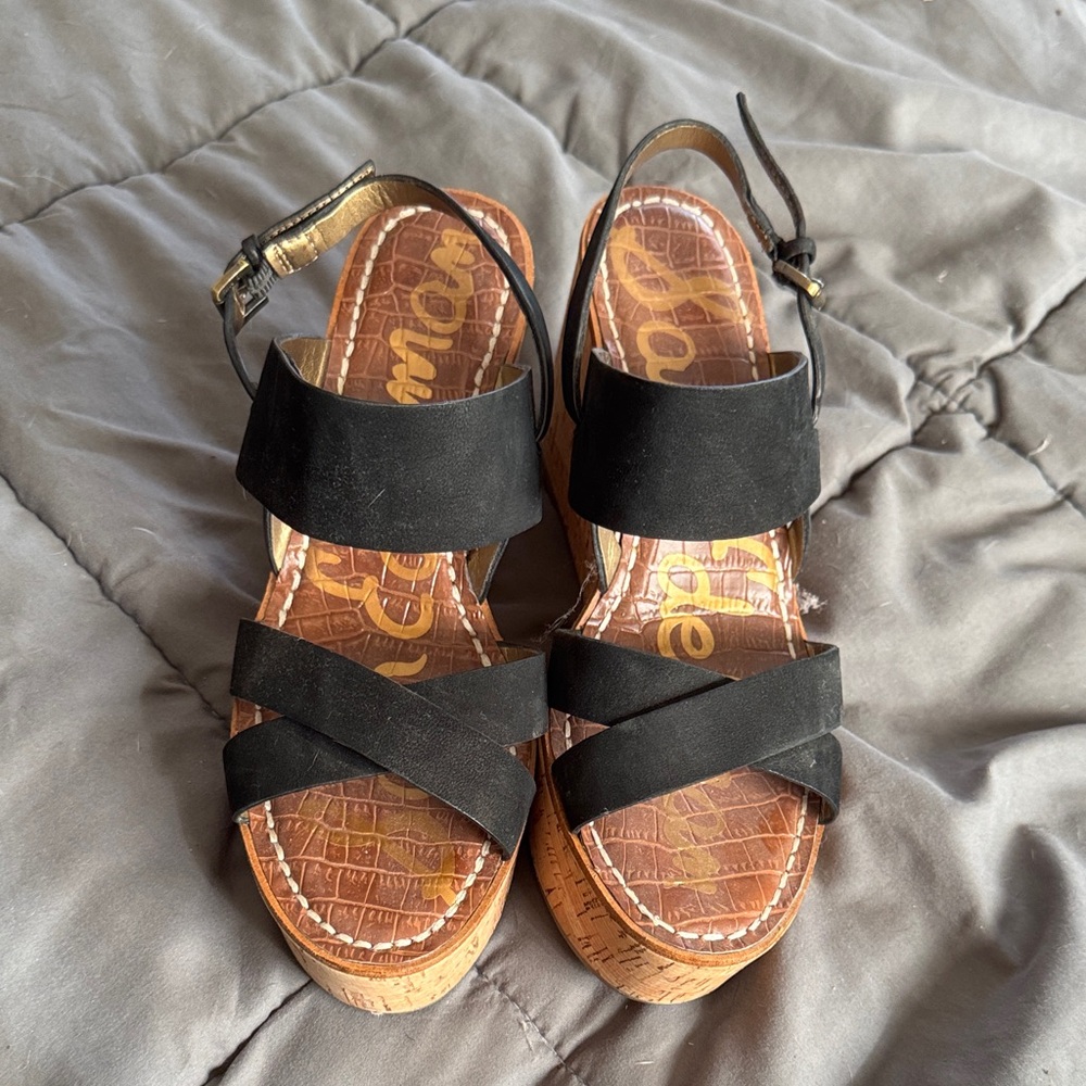 Sam Edelman Black Wedge Sandals